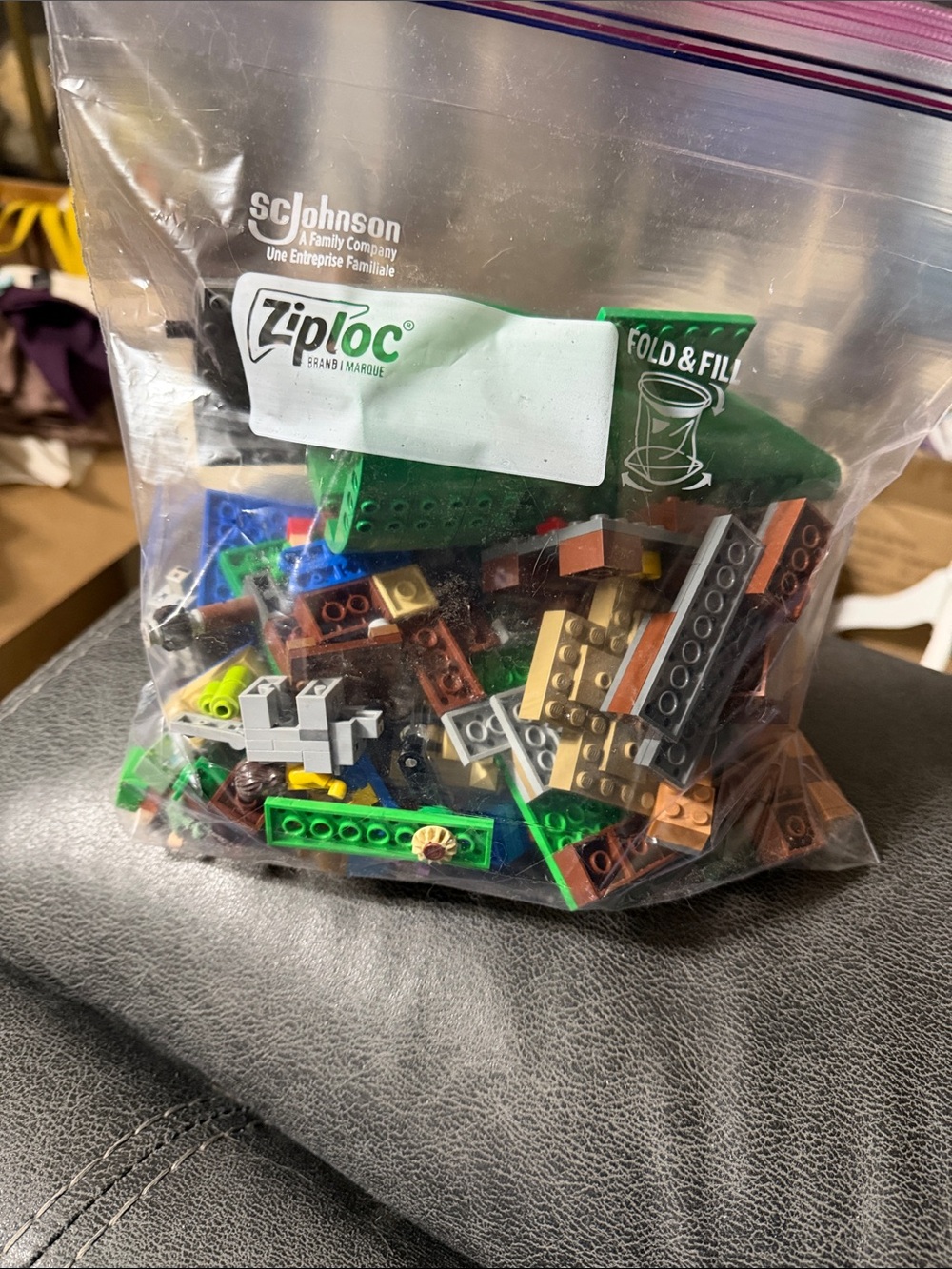 Assorted Kids Construction Bricks - Green, Brown, Tan Pieces